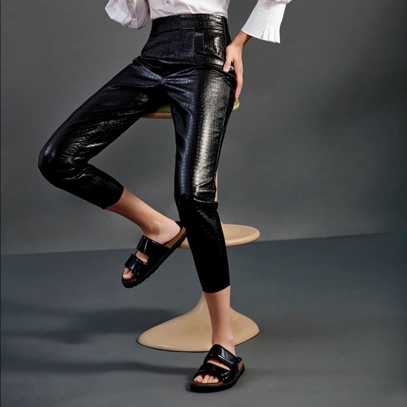 ZARA ANIMAL PRINT FAUX LEATHER SKINNY FIT TROUSERS - Picture 3 of 6